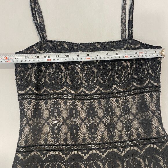 ~ Black sz 6 Cocktail Dress LBD Lace Sequin Sparkle Semi-Formal Rimini by Shaw - Picture 6 of 15